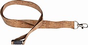 Korková šňůrka na krk, šíře 2cm, karabina, bezpečnostní spona za krkem
