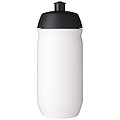 Láhev na pití 500ml, tělo je bílé z pružného plastu, víčko je černé