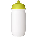 Láhev na pití 500ml, tělo je bílé z pružného plastu, víčko je světle zelené
