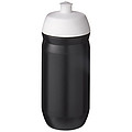 Láhev na pití 500ml, tělo je černé z pružného plastu, víčko je bílé