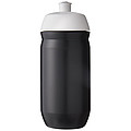 Láhev na pití 500ml, tělo je černé z pružného plastu, víčko je bílé