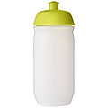 Láhev na pití 500ml, tělo je matně čiré z měkkého plastu, víčko je světle zelené