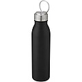 Láhev na pití, 700ml, z nerezové oceli s poutkem, černá