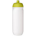 Láhev na pití 750ml, tělo je bílé z pružného plastu, víčko je světle zelené