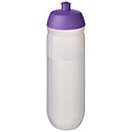 Láhev na pití 750ml, tělo je matně čiré z pružného plastu, víčko je fialové