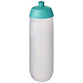 Láhev na pití 750ml, tělo je matně čiré z pružného plastu, víčko je tyrkysové