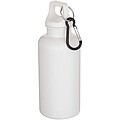 Láhev na vodu s karabinou z recyklovaného plastu 400 ml, bílá