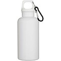 Láhev na vodu s karabinou z recyklovaného plastu 400 ml, bílá