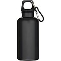 Láhev na vodu s karabinou z recyklovaného plastu 400 ml, černá