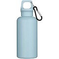 Láhev na vodu s karabinou z recyklovaného plastu 400 ml, jemně modrá
