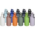 Láhev na vodu s karabinou z recyklovaného plastu 400 ml, světle fialová