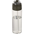 Láhev na vodu z recyklovaného plastu RCS s víčkem s dvojí funkcí a sklopnou slámkou, 700 ml, vojenská zelená tmavá (hunter)
