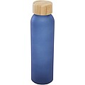 Láhev z matného sodnovápenatého skla s bambusovým víčkem 500 ml, tmavě tyrkysová