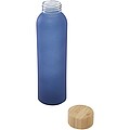 Láhev z matného sodnovápenatého skla s bambusovým víčkem 500 ml, tmavě tyrkysová