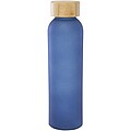 Láhev z matného sodnovápenatého skla s bambusovým víčkem 500 ml, tmavě tyrkysová