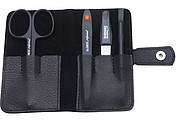 LANTAS Malá manikúra v koženém pouzdře na zip, černá