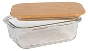 MANA Skleněný lunchbox s bambusovým víčkem, 350ml