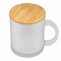 Matný skleněný hrnek s uchem a bambusovým víčkem, 330ml