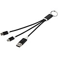 Nabíjecí kabel 4v1 z recyklovaného hliníku s klíčenkou, černá