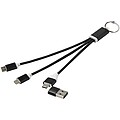 Nabíjecí kabel 4v1 z recyklovaného hliníku s klíčenkou, černá