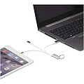 Nabíjecí kabel 4v1 z recyklovaného hliníku s klíčenkou, stříbrný