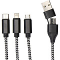 Nabíjecí kabel Alphecca z recyklovaného hliníku a RPET, 5 v 1, černá