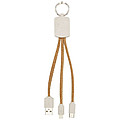 Napájecí kabel z pšeničné slámy a korku se 3 koncovkami
