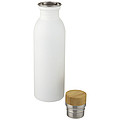 Nerezová láhev na pití s bambusovým víčkem, 650ml, bílá
