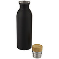 Nerezová láhev na pití s bambusovým víčkem, 650ml, černá