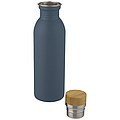 Nerezová láhev na pití s bambusovým víčkem, 650ml, modrá