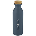 Nerezová láhev na pití s bambusovým víčkem, 650ml, modrá