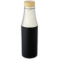 Nerezová termo láhev, 540 ml, s bambusovým víčkem, stříbrno černá