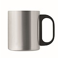 Nerezový hrnek, 300ml, s černým plastovým uchem, stříbrný