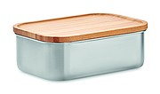 Nerezový lunchbox s bambusovým víkem a příborem, 600ml