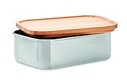 Nerezový lunchbox s bambusovým víkem a příborem, 600ml