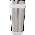 Nerezový termohrnek, 410ml, stříbrný s bílým pruhem