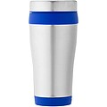 Nerezový termohrnek, 410ml, stříbrný s modrým pruhem