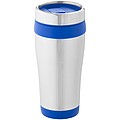 Nerezový termohrnek s plastovým vnitřkem, objem 470 ml, stříbrná/královská modrá