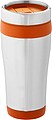 Nerezový termohrnek s plastovým vnitřkem, objem 470 ml, stříbrná/oranžová