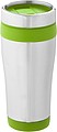 Nerezový termohrnek s plastovým vnitřkem, objem 470 ml, stříbrná/středně zelená