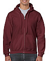 Pánská mikina GILDAN HEAVY BLEND ADULT FULL ZIP HOODED 271g, červenohnědá, S