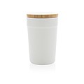 Plastový hrnek s bambusovým víčkem, 300ml, bílý