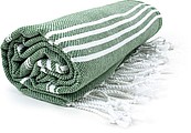 Plážová osuška HAMAM SULTAN, tmavě zelená/bílá