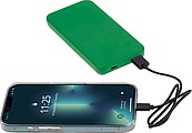 Powerbanka z recyklovaného plastu 10000 mAh, zelená