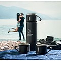 SEYRA Termoska z nerezové oceli se 3 hrnky, 420 ml, černá