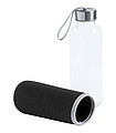 Skleněná láhev na pití, 420ml, černý neoprenový rukáv