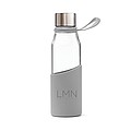 Skleněná láhev na pití 550ml s rukávem, šedá
