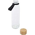 Skleněná láhev na vodu 500 ml se silikonovou rukojetí a bambusovým víčkem, černá