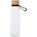Skleněná láhev na vodu 500 ml se silikonovou rukojetí a bambusovým víčkem, černá