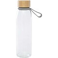 Skleněná láhev na vodu 500 ml se silikonovou rukojetí a bambusovým víčkem, šedá